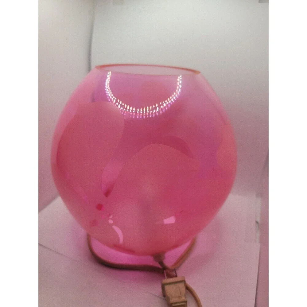IKEA Knubbig 4” Table Lamp Butterfly Floral Light Pink Glass Globe No Bulb
